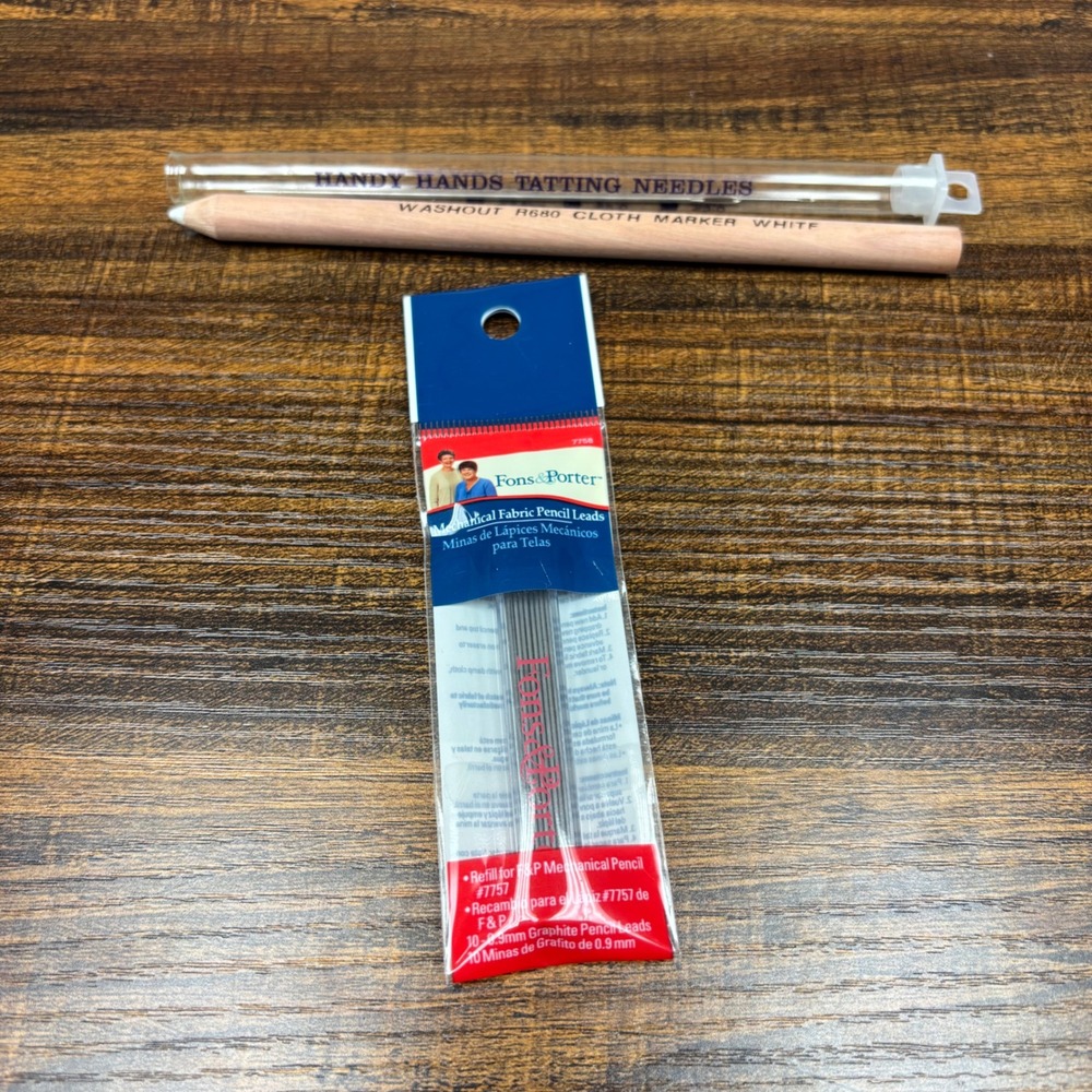 Fons & Porter Fabric Pencil Leads Washout Cloth Marker Tatting Needles Bundle